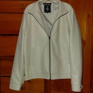 Brand new white pleather jacket men's medium